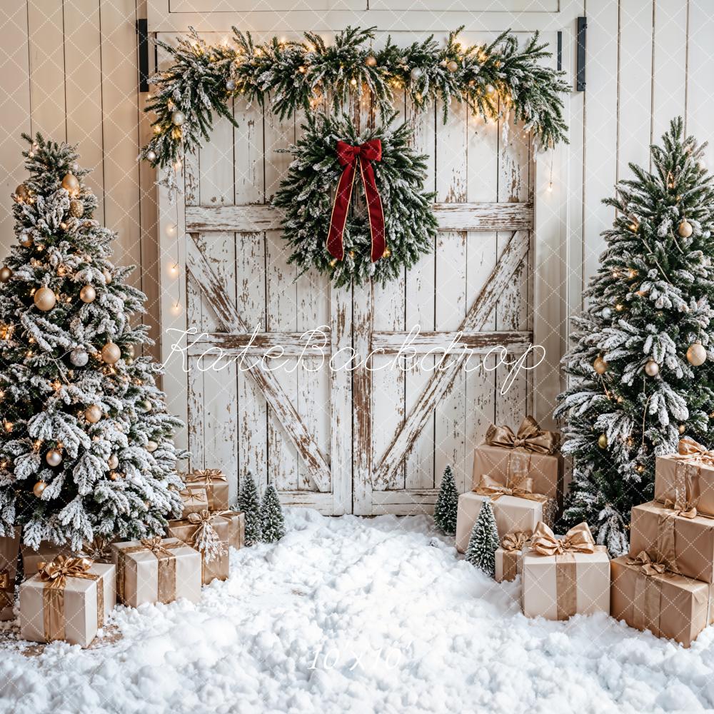 TEST Christmas Tree White Wooden Door Foto Achtergrond Designed by Emetselch