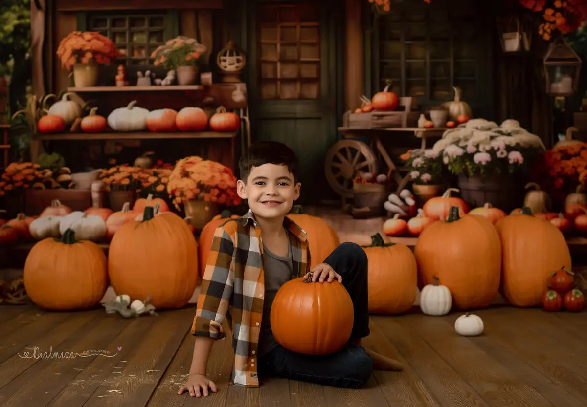 Fondo de Puerta Verde de la Tienda de Calabazas de Otoño Diseñado por Emetselch