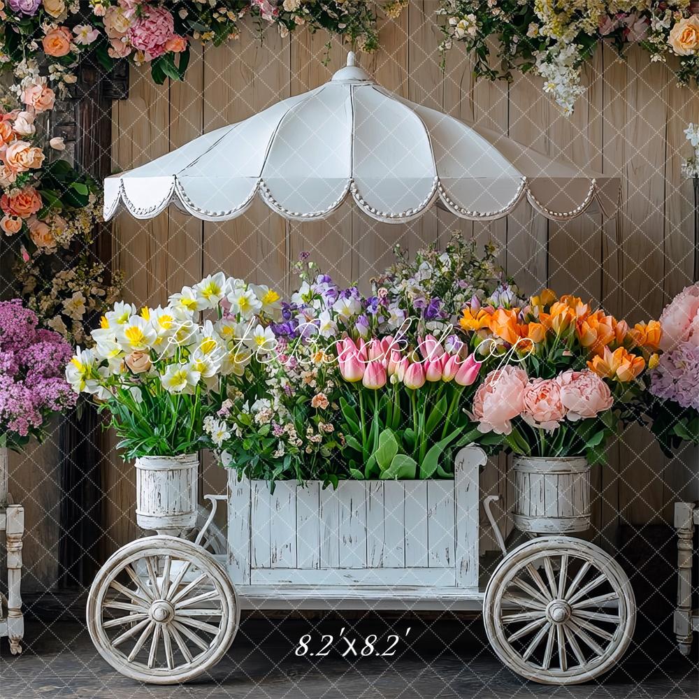 Kate Spring Flower Cart Floral Backdrop Designed by Mini MakeBelieve