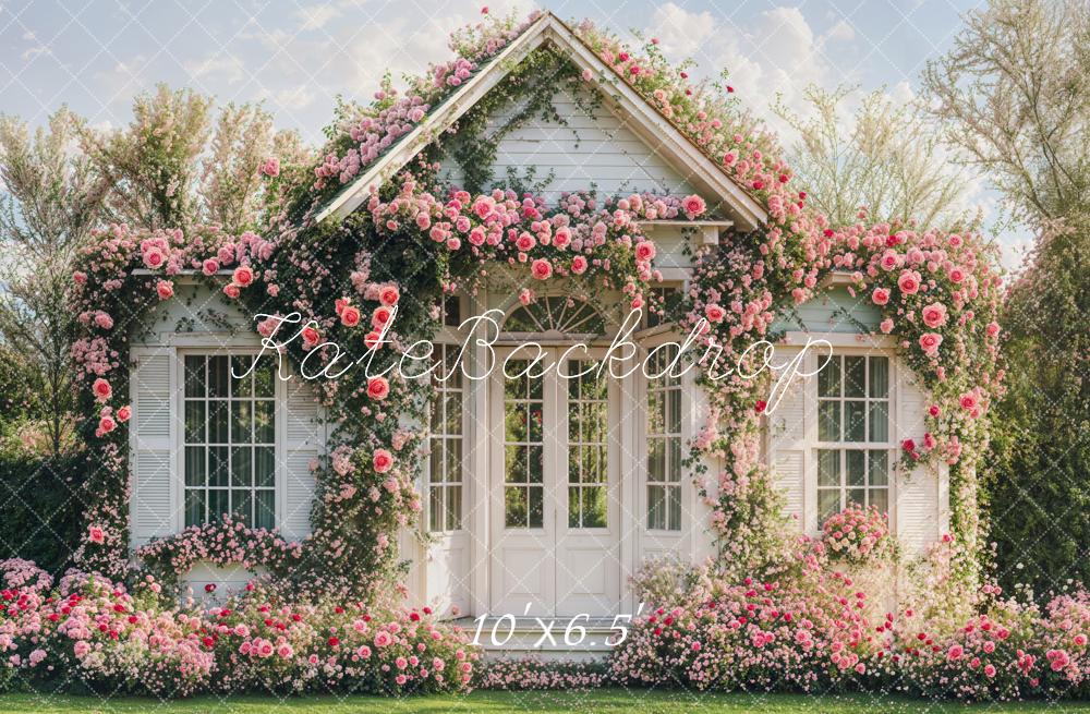 Kate Spring Flower Arch White Cottage Backdrop Designed by Emetselch