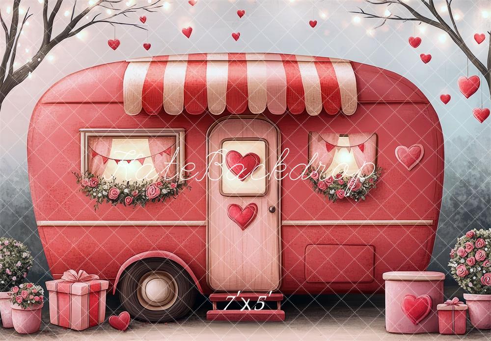 Kate Valentine Red Caravan Backdrop Designed by Mini MakeBelieve