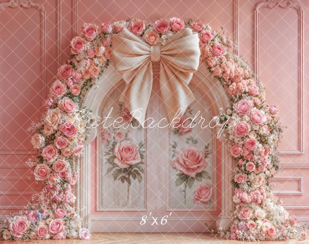 Kate Flower Arch Pink Rose Bow Backdrop Designed by Emetselch