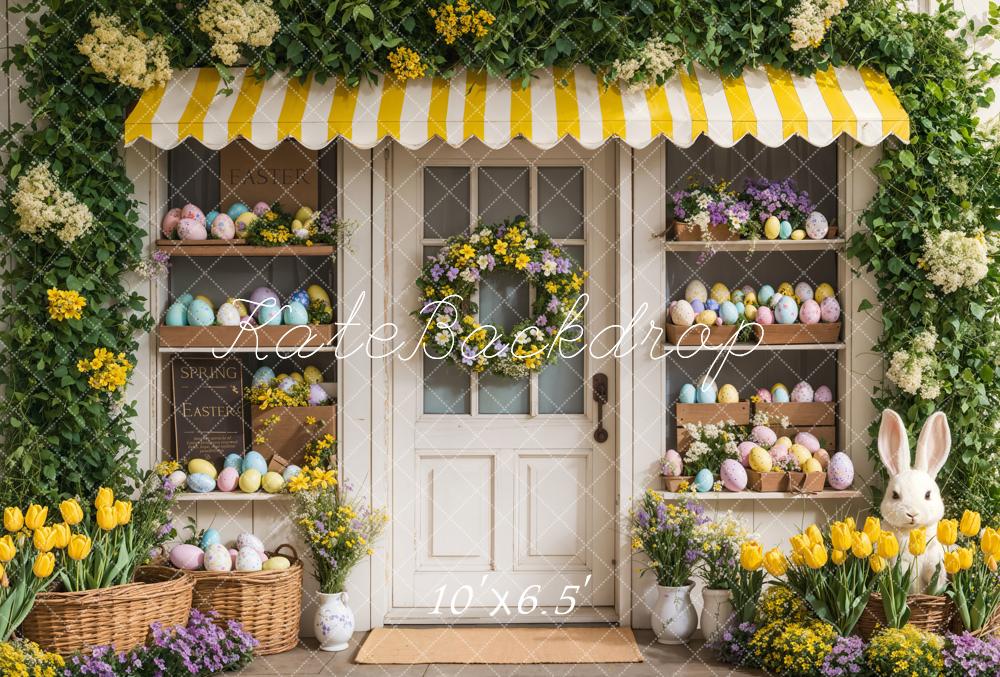 Kate Easter Bunny Floral Yellow Shop Backdrop Designed by Emetselch