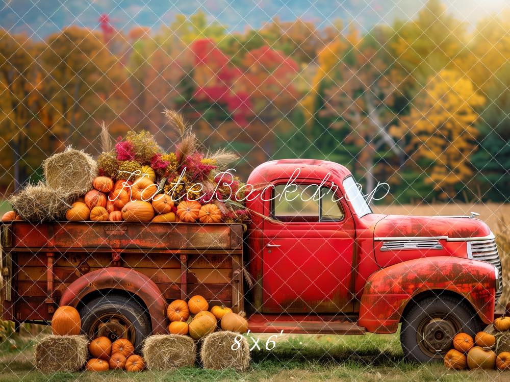 Kate Fall Harvest Red Truck Backdrop Designed by Patty Robert