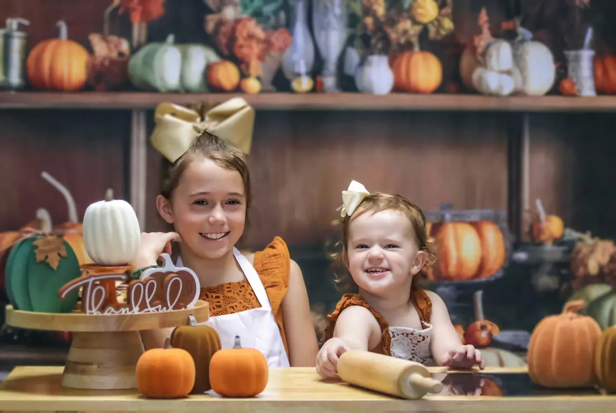 Kate Cozy Autumn Kitchen Hutch Backdrop Designed by Mandy Ringe Photography