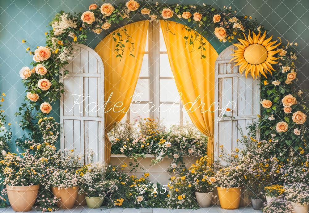 Kate Spring Floral Arch Sunflower Window Backdrop Designed by Emetselch