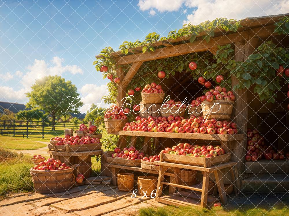 Kate Fall Forest Country Outdoor Apple Stand Backdrop Designed by Emetselch