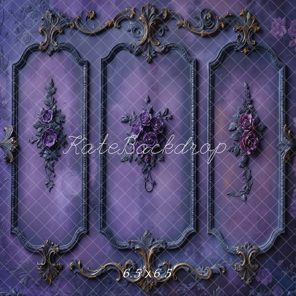 Kate Halloween Purple Retro Fine Art Flower Wall Backdrop Designed by Chain Photography