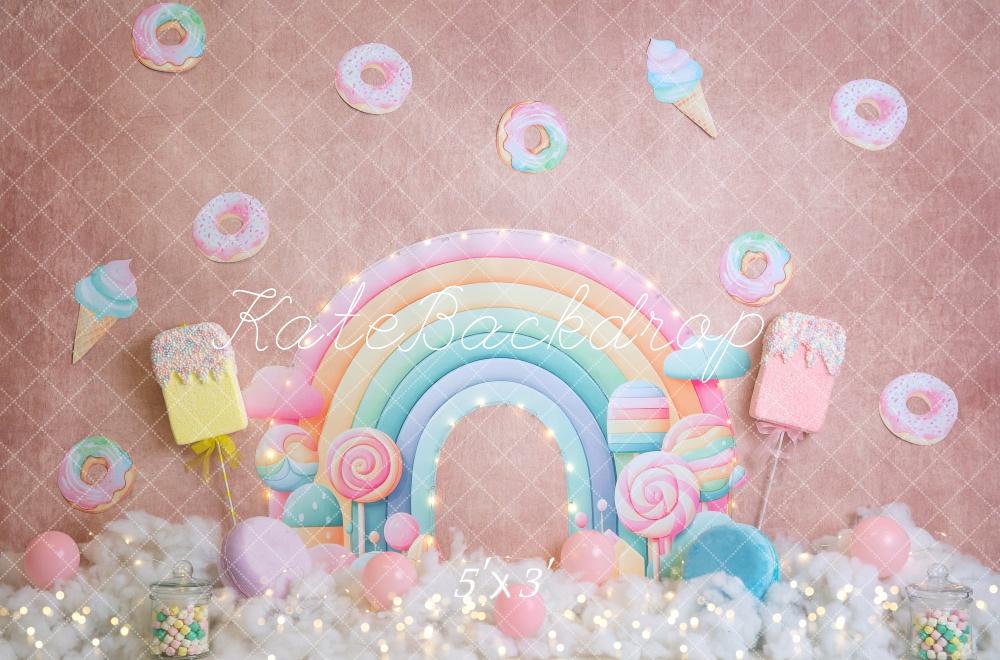 Fondo de Donut de Arcoíris de Golpe de Pastel diseñado por Megan Leigh Photography