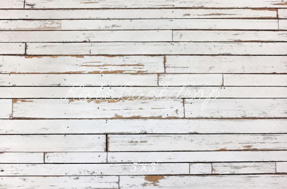 Kate Rustic White Wooden Wall Floor Backdrop Designed by Patty Roberts