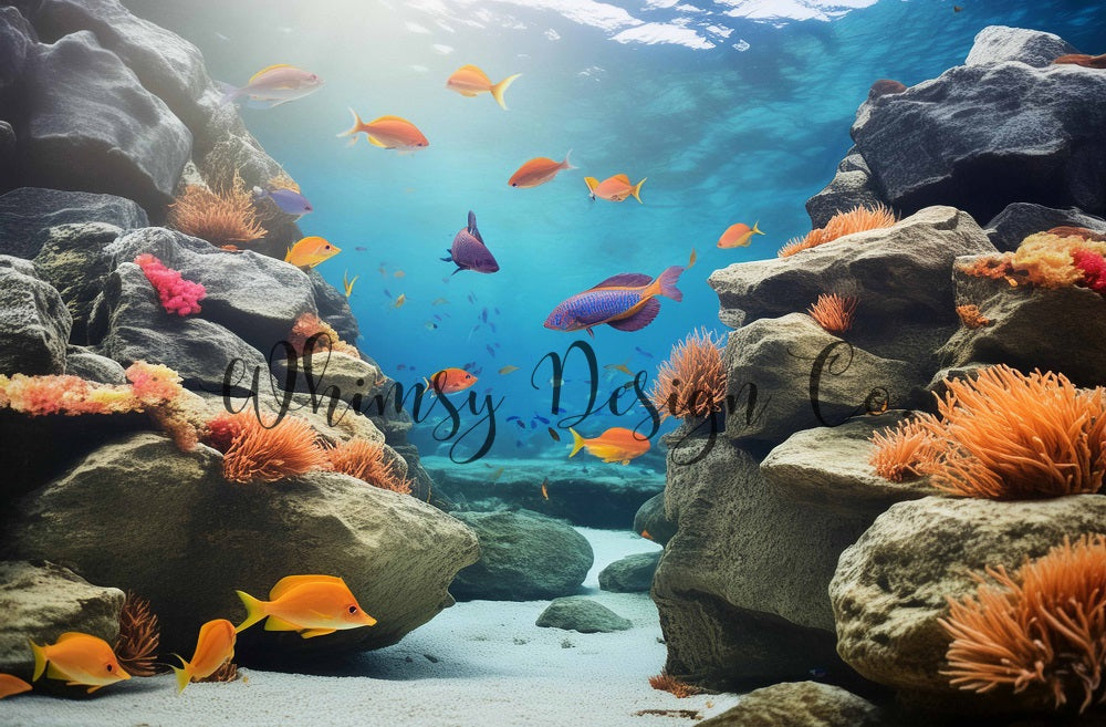 Kate Mermaid Undersea Fish Coral Stone Backdrop Designed By Nora Dishman