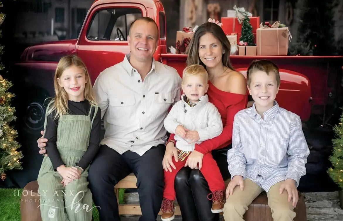 Kate Christmas Gift in Red Truck Backdrop for Photography