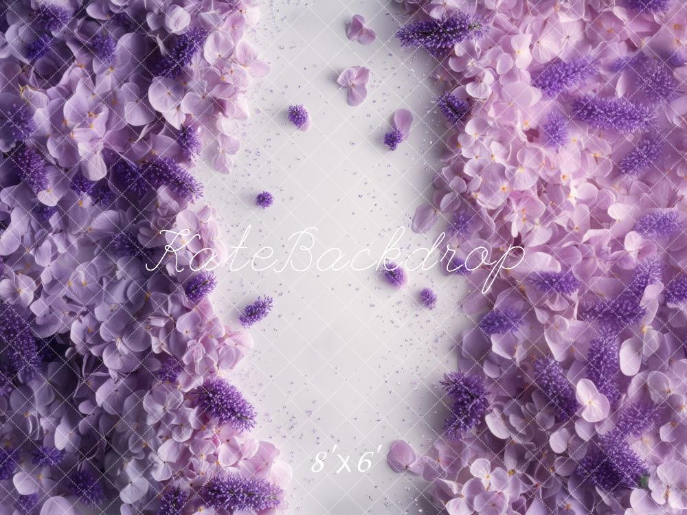 Kate Newborn Purple Floral Petals Floor Backdrop Designed by Mini MakeBelieve