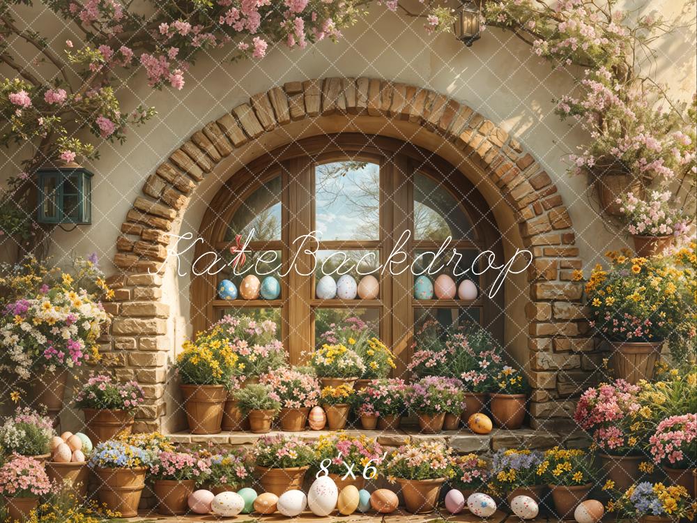 Kate Easter Floral Arched Window Outdoor Backdrop Designed by Emetselch