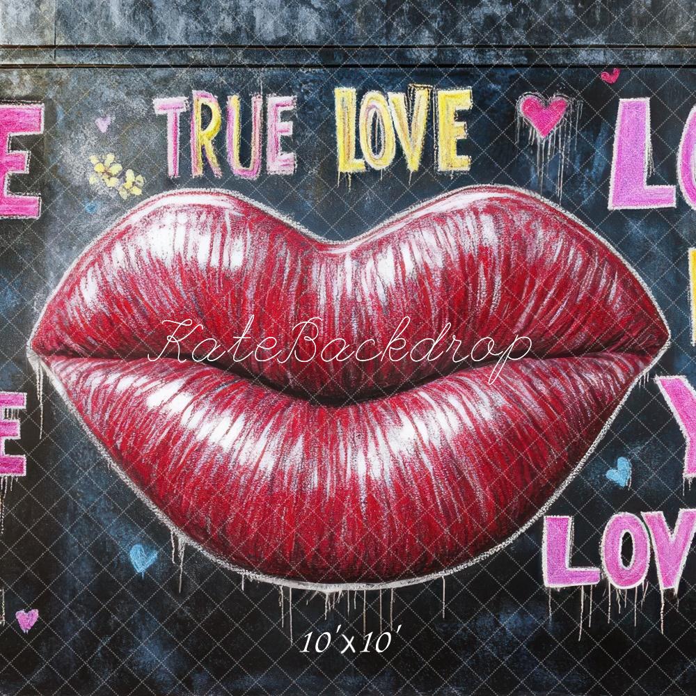 Kate Valentine Lips Love Graffiti Backdrop Designed by Mini MakeBelieve