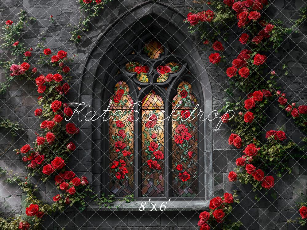 Kate Valentine Gothic Rose Retro Window Backdrop Designed by Emetselch