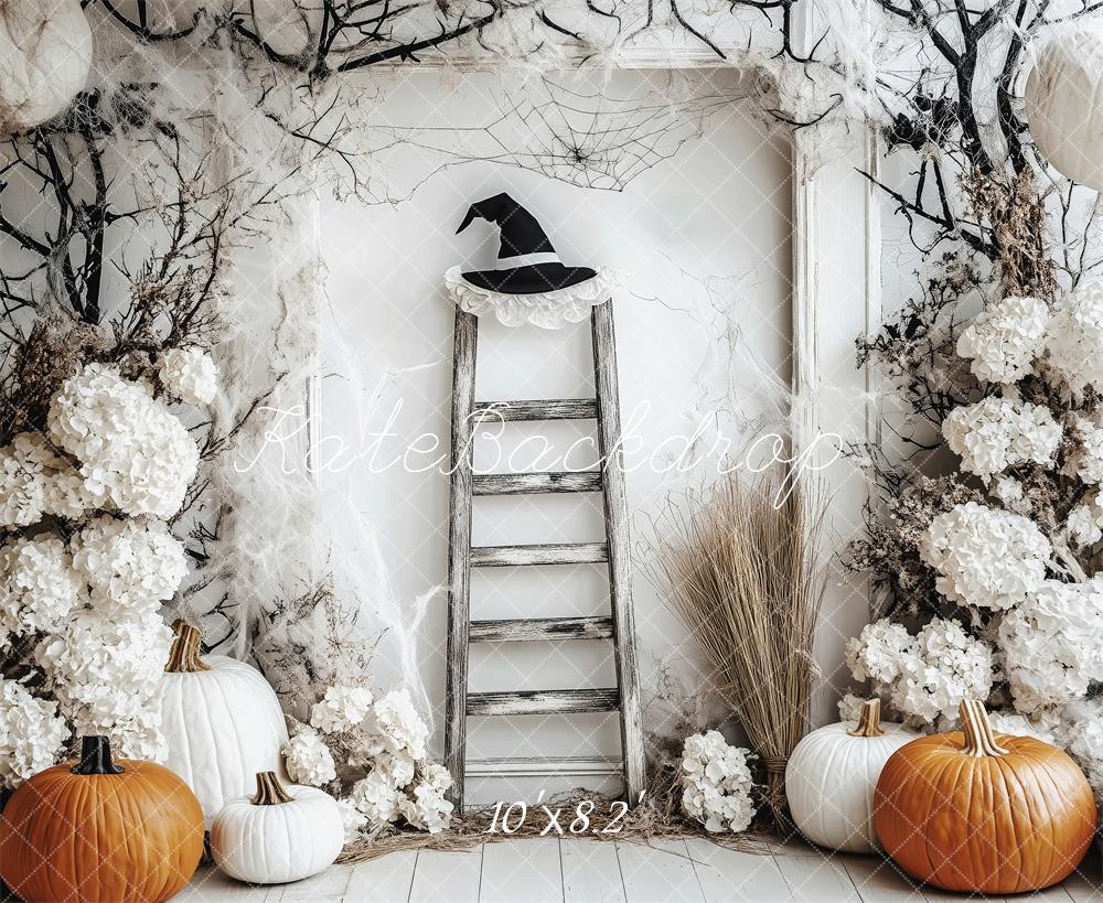 Kate Rustic White Pumpkin Halloween Backdrop Designed by Patty Roberts