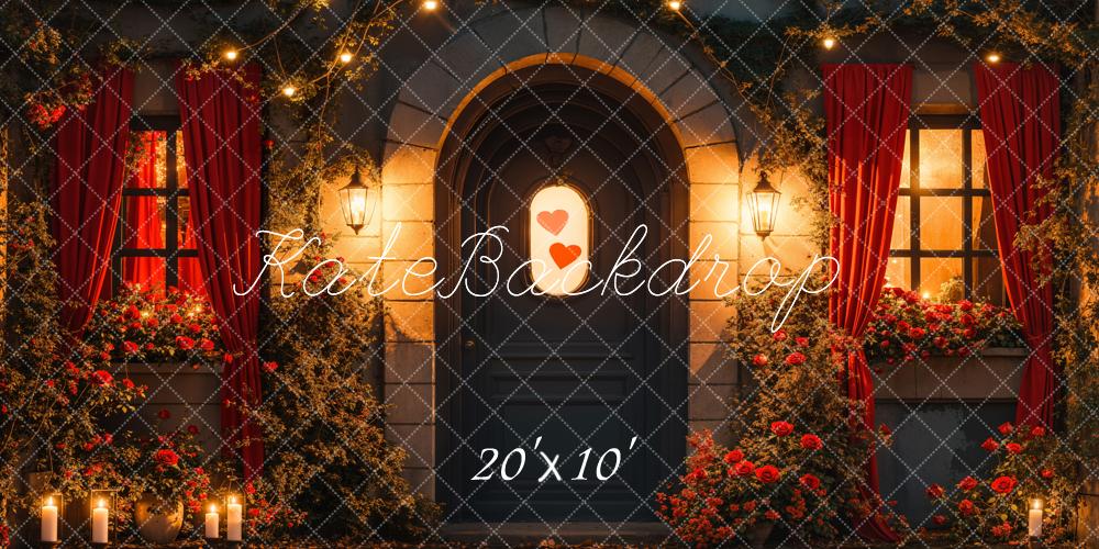 Fondo Floral Romántico de Puerta del Día de San Valentín Diseñado por Emetselch