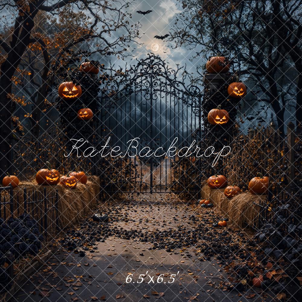 TEST Halloween Night Pumpkin Retro Gate Backdrop Designed by Emetselch