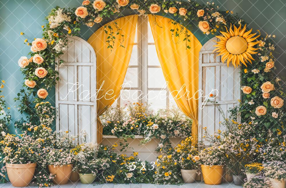 Kate Spring Floral Arch Sunflower Window Backdrop Designed by Emetselch