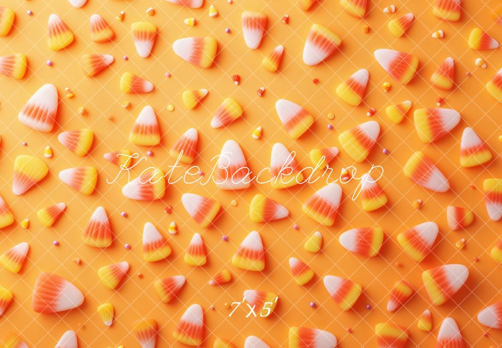 Fondo de Pared Naranja de Dulce de Maíz de Halloween Diseñado por Patty Roberts