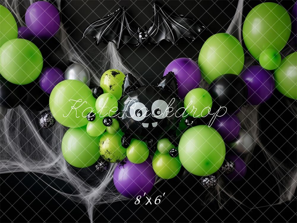 Kate Halloween Balloons Bat Spider Web Backdrop Designed by Patty Roberts