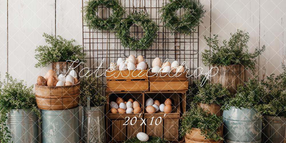 Kate Easter Eggs Greenery Rustic Backdrop Designed by Emetselch