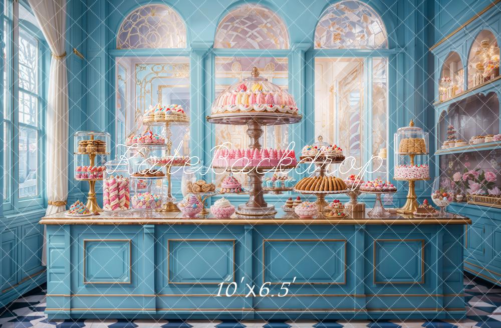 Kate Pastry Shop Dessert Blue Backdrop Designed by Emetselch