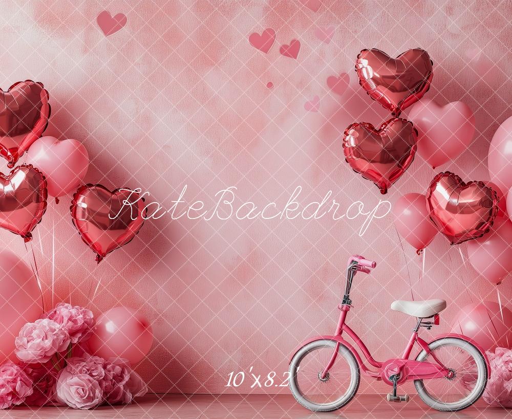 Kate Valentine's  Pink Heart Balloons Bicycle Backdrop Designed by Patty Roberts