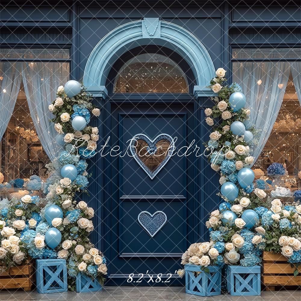 TEST Kate Valentine Blue Floral Shop Arch Backdrop Designed by Mini MakeBelieve