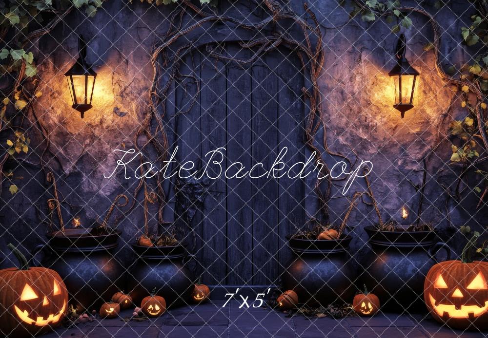 Kate Halloween Lanterns and Wooden Door Backdrop Designed by Lidia Redekopp