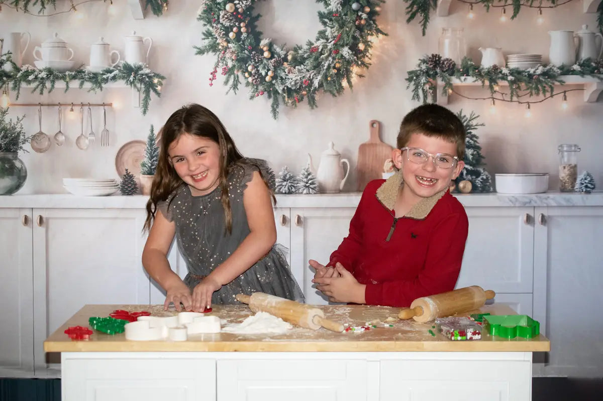 Kate Christmas Kitchen White Cabinets with Led Light Strip Backdrop Designed by Emetselch