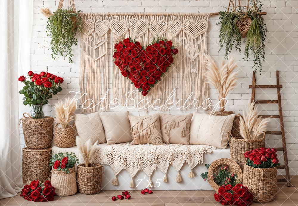 Kate Valentine Boho Heart Roses Sofa Backdrop Designed by Emetselch