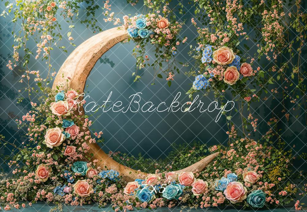 Kate Mother's Day Floral Crescent Moon Backdrop Designed by Emetselch