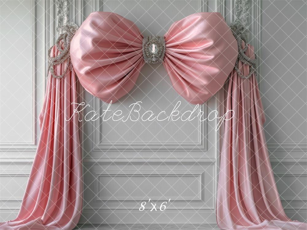 Kate Pink Bow Drapery Retro Backdrop Designed by Mini MakeBelieve