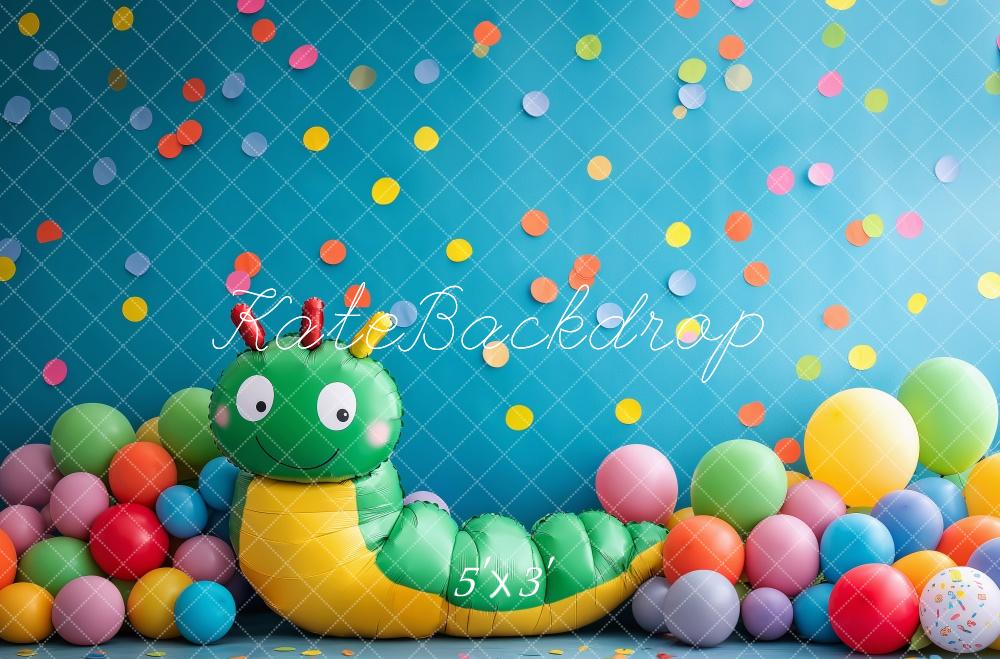 Kate Cake Smash Colorful Caterpillar Balloons Backdrop Designed by Patty Roberts