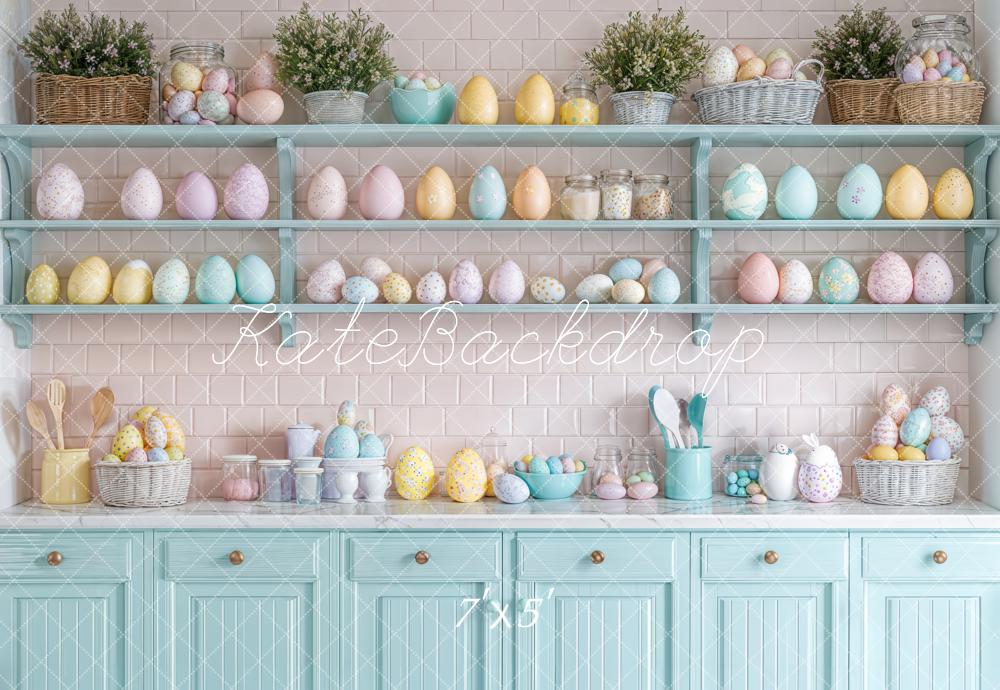 Kate Easter Kitchen Egg Shelf Pastel Backdrop Designed by Emetselch