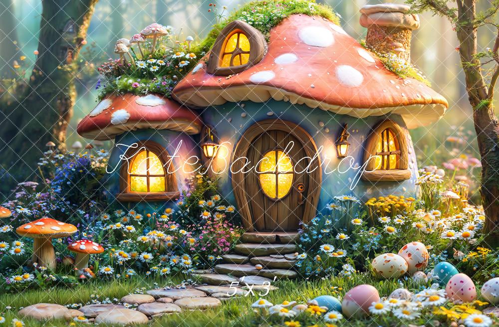 Kate Easter Fairy Mushroom House Forest Backdrop Designed by Emetselch