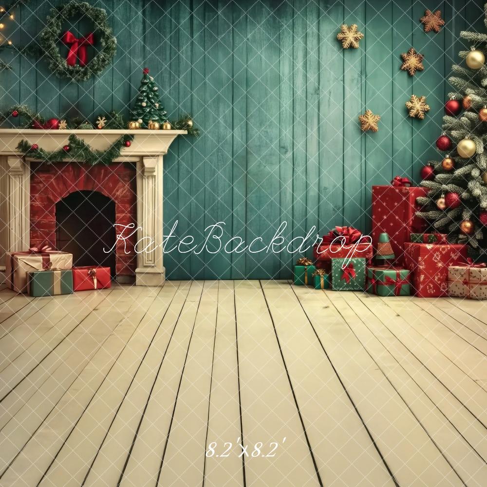 Kate Christmas Tree Fireplace Wreath Backdrop Designed by Lidia Redekopp