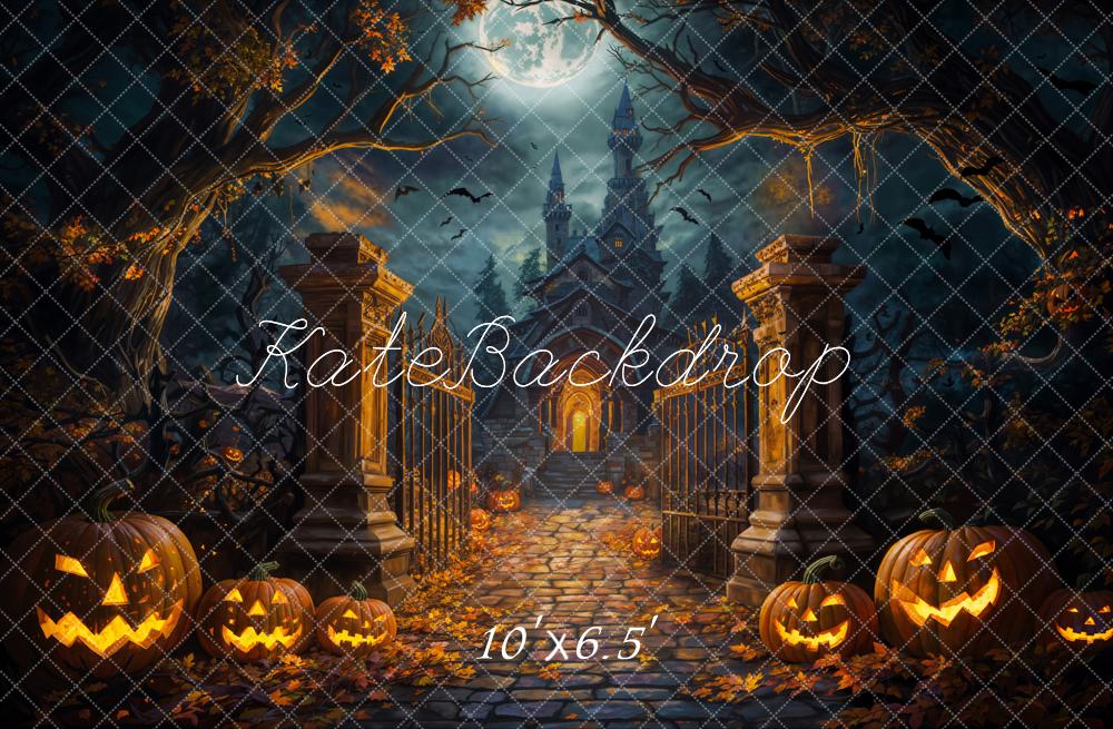 Kate Halloween Dark Forest Retro Castle Gate Backdrop Designed by Emetselch