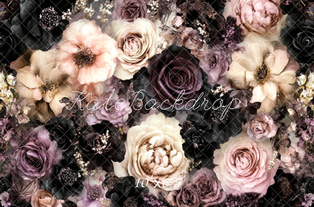 Kate Fine Art Vintage Floral Dark Rose Backdrop Designed by Lidia Redekopp