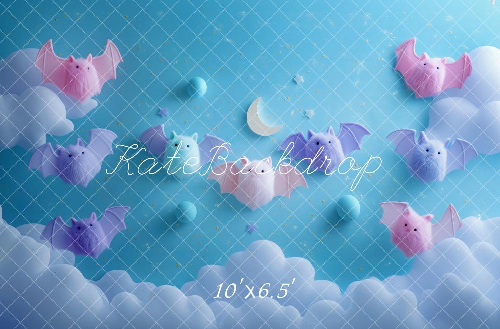 Pastel de Halloween Smash Murciélagos Nubes Fondo Diseñado por Patty Roberts