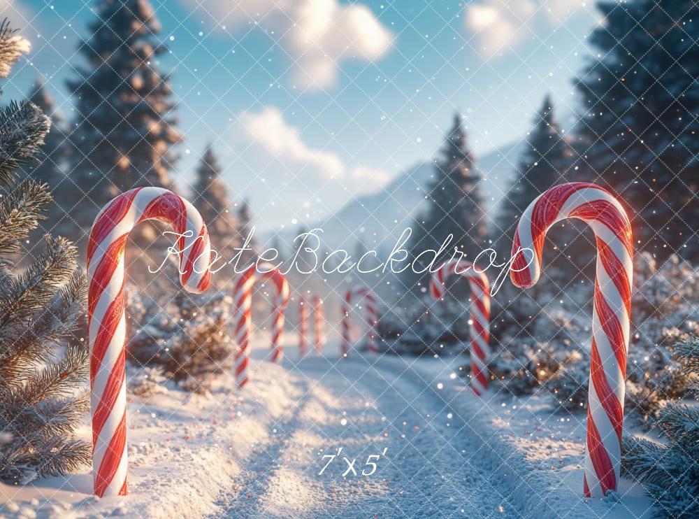 Kate Christmas Candy Cane Forest Backdrop Designed by Mini MakeBelieve