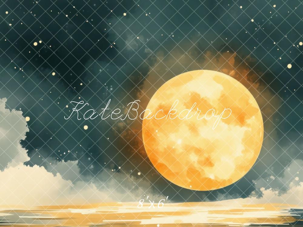 Kate Sketch Full Moon Night Sky Beach Backdrop Designed by Mini MakeBelieve