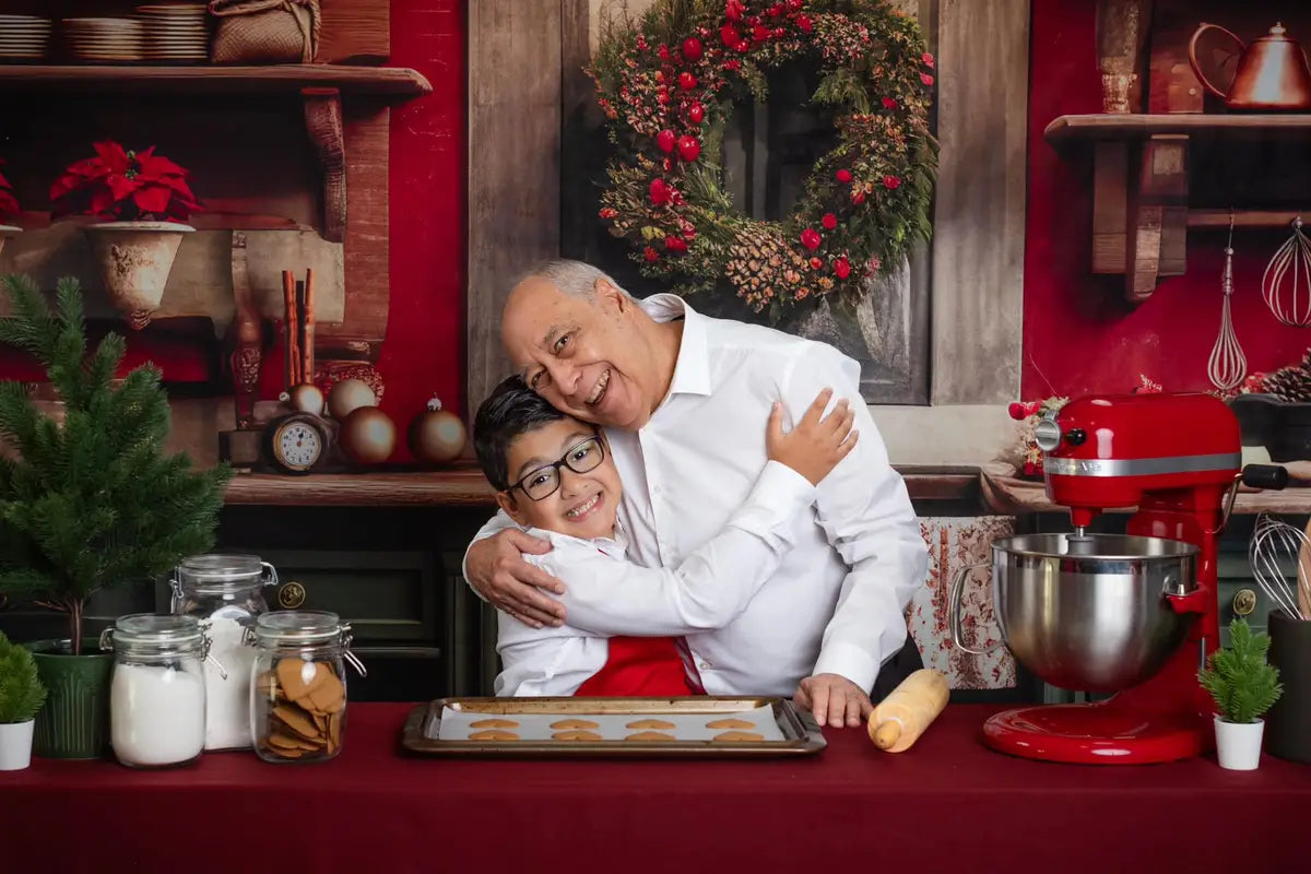 Fondo de cocina de Navidad rojo y verde diseñado por Mandy Ringe Fotografía