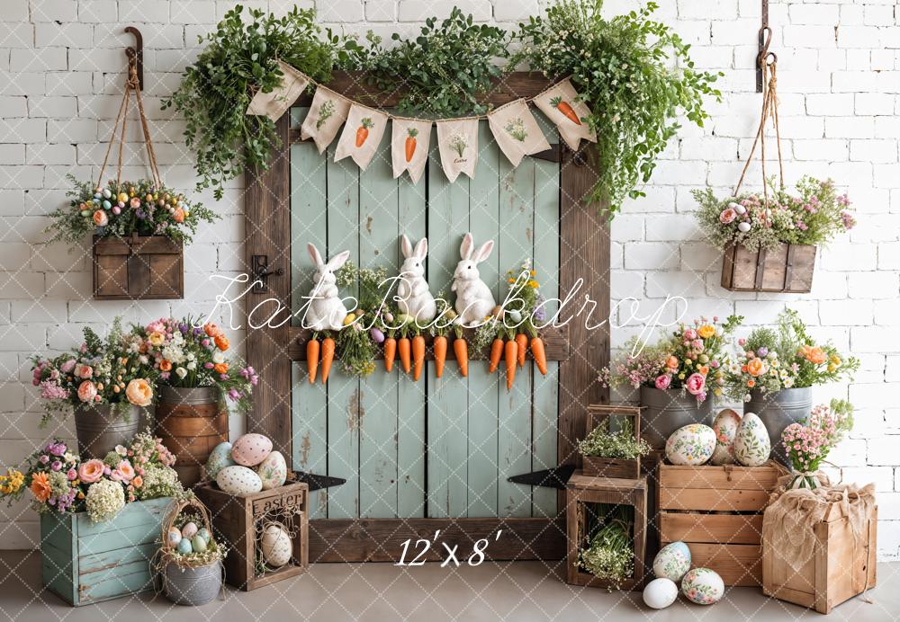 Kate Easter Bunny Carrots Door Wood Backdrop Designed by Emetselch