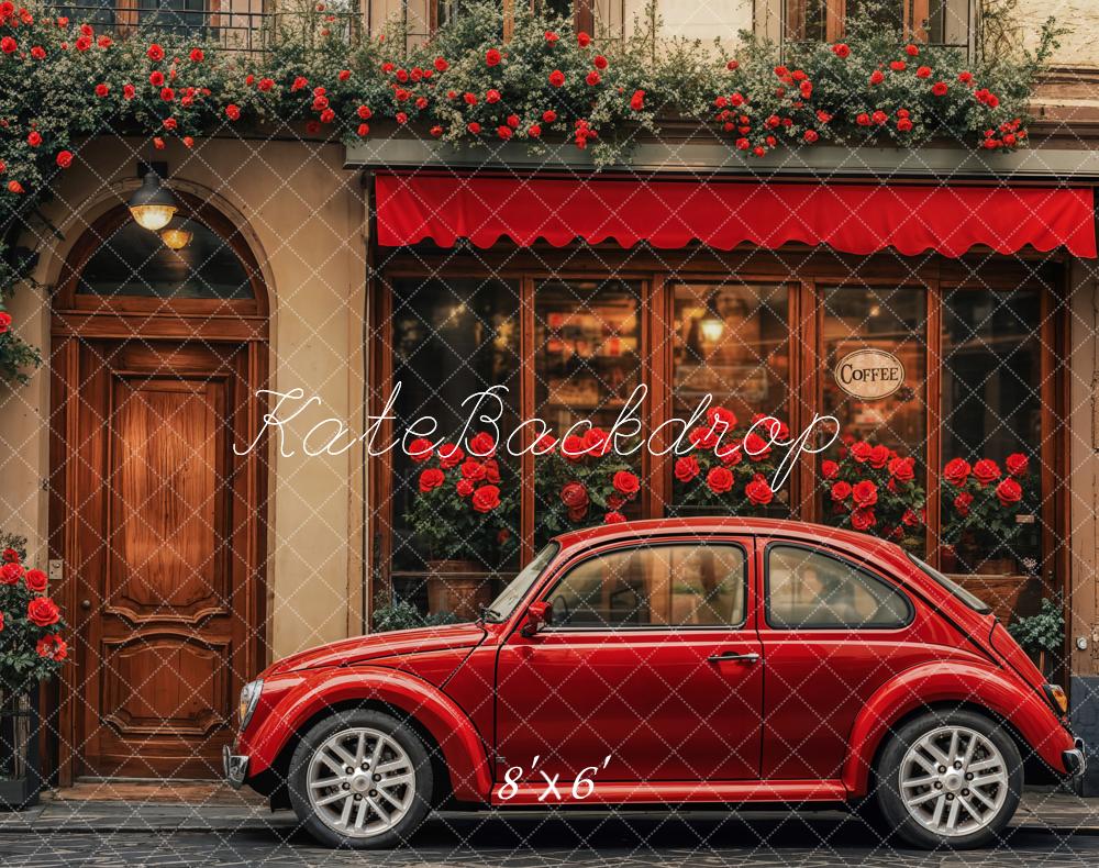 Fondo de Cafetería de Coche Vintage Rojo diseñado por Emetselch