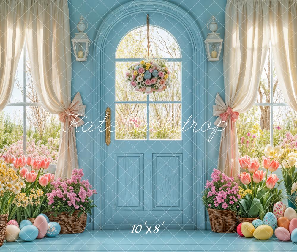 Kate Easter Spring Floral Door Blue Backdrop Designed by Emetselch