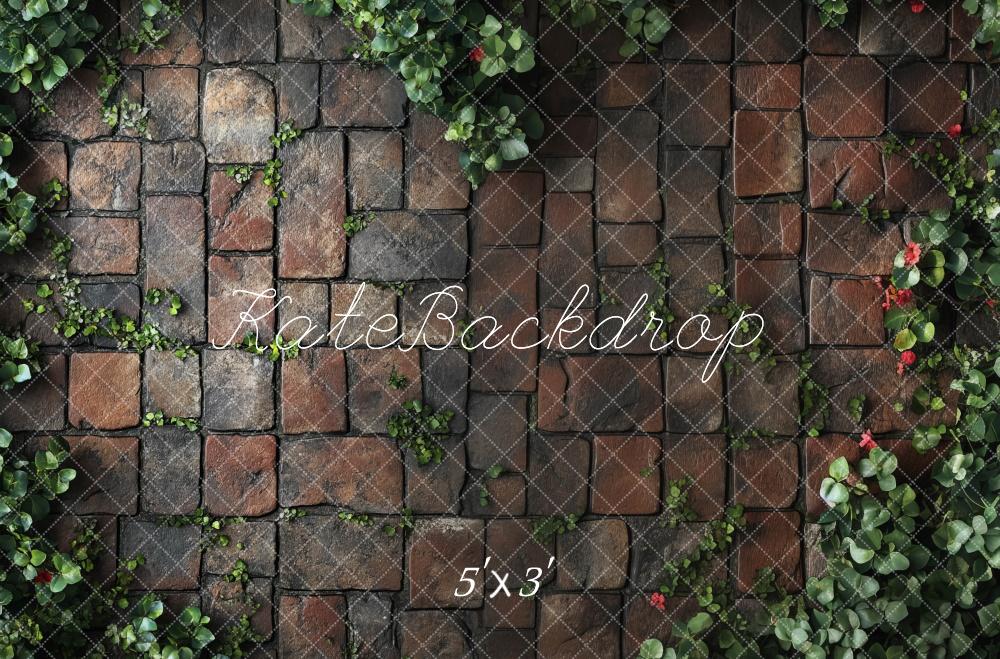 TEST Cobblestone Greenery Rustic Floor Backdrop Designed by Mini MakeBelieve