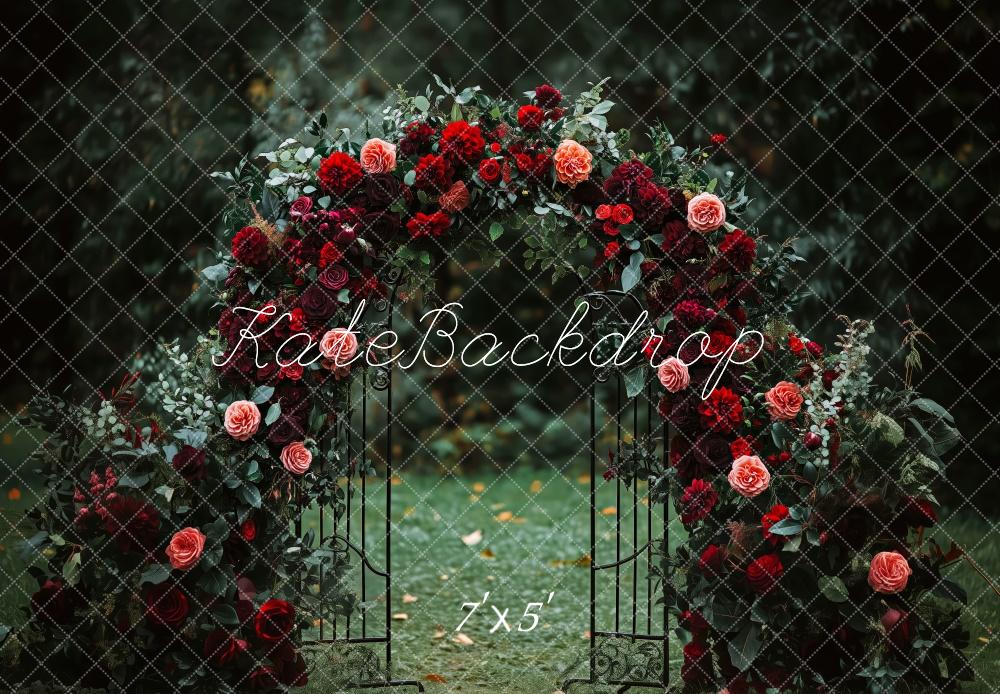 Kate Valentine Dark Rose Arch Garden Wedding Backdrop Designed by Patty Roberts